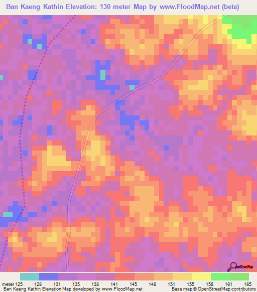 Ban Kaeng Kathin,Thailand Elevation Map