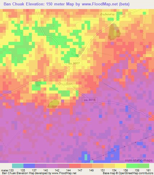 Ban Chuak,Thailand Elevation Map
