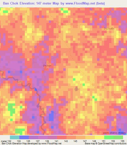 Ban Chok,Thailand Elevation Map