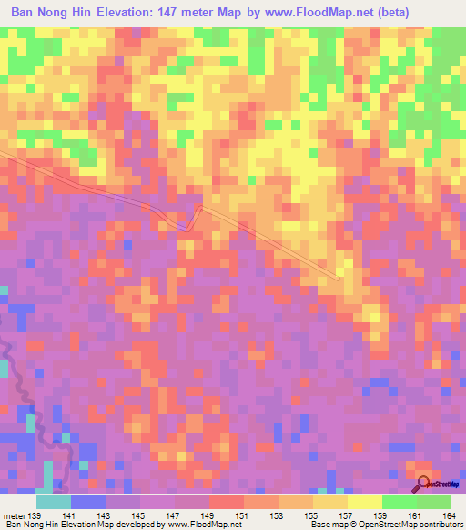 Ban Nong Hin,Thailand Elevation Map