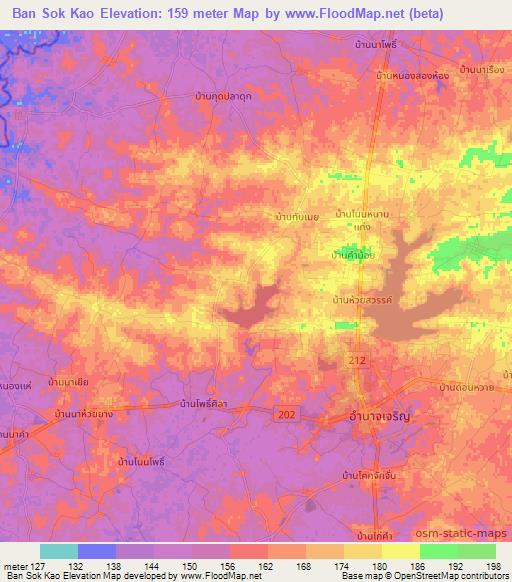 Ban Sok Kao,Thailand Elevation Map