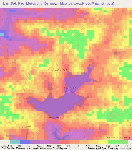 Ban Sok Kao,Thailand Elevation Map