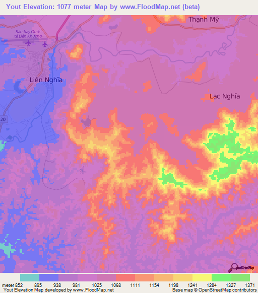 Yout,Vietnam Elevation Map
