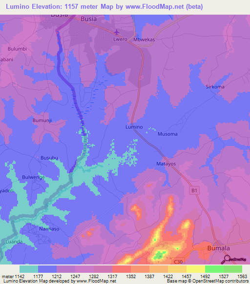 Lumino,Kenya Elevation Map