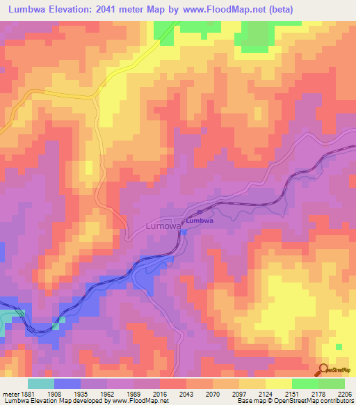 Lumbwa,Kenya Elevation Map