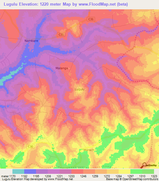 Lugulu,Kenya Elevation Map