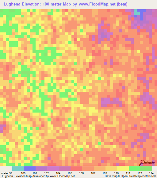 Lughena,Kenya Elevation Map