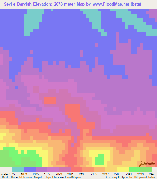 Seyl-e Darvish,Iran Elevation Map