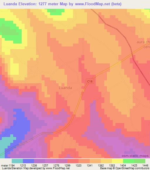 Luanda,Kenya Elevation Map