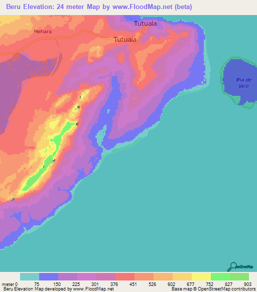 Beru,East Timor Elevation Map