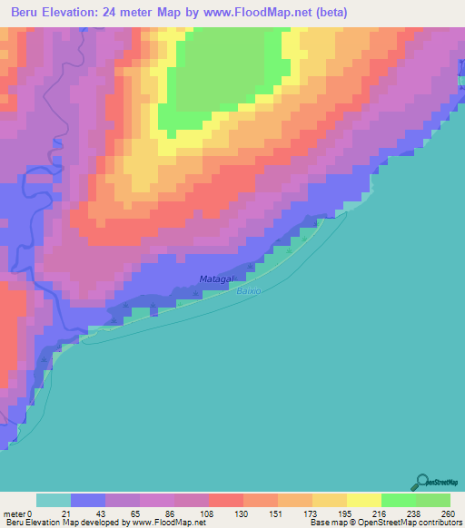 Beru,East Timor Elevation Map