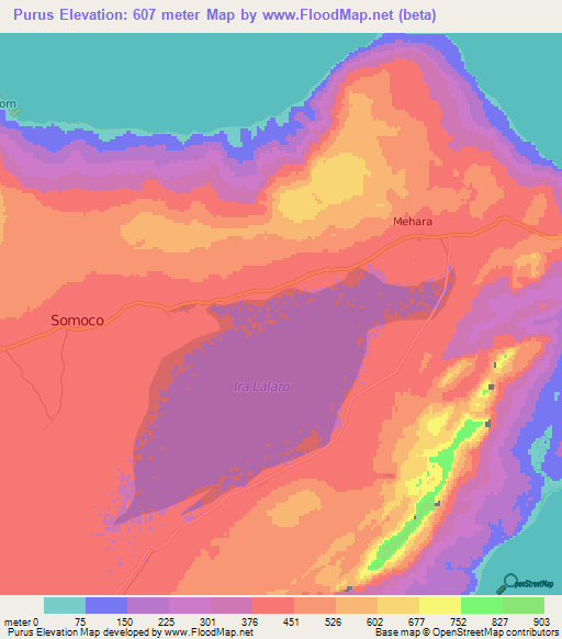 Purus,East Timor Elevation Map