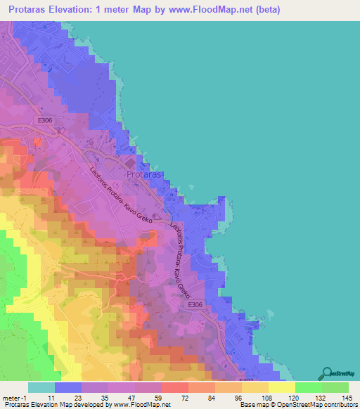 Protaras,Cyprus Elevation Map