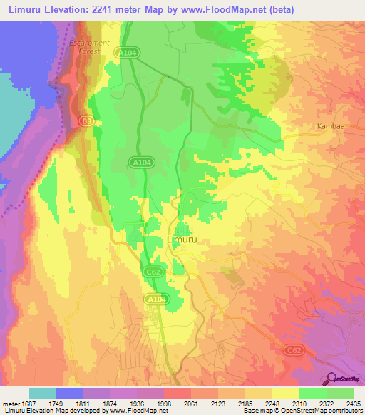 Elevation of Limuru,Kenya Elevation Map, Topography, Contour