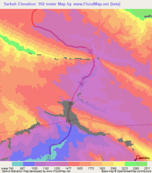 Sarkuh,Iran Elevation Map