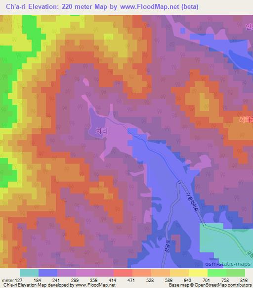 Ch'a-ri,South Korea Elevation Map