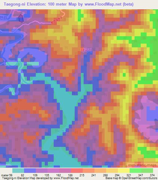 Taegong-ni,South Korea Elevation Map