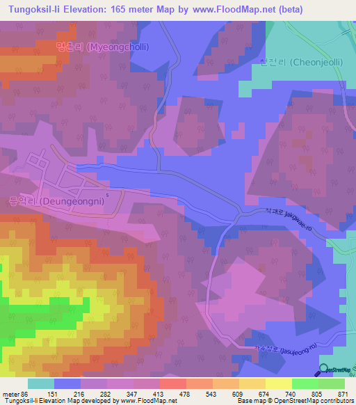Tungoksil-li,South Korea Elevation Map