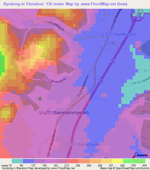 Kyodong-ni,South Korea Elevation Map