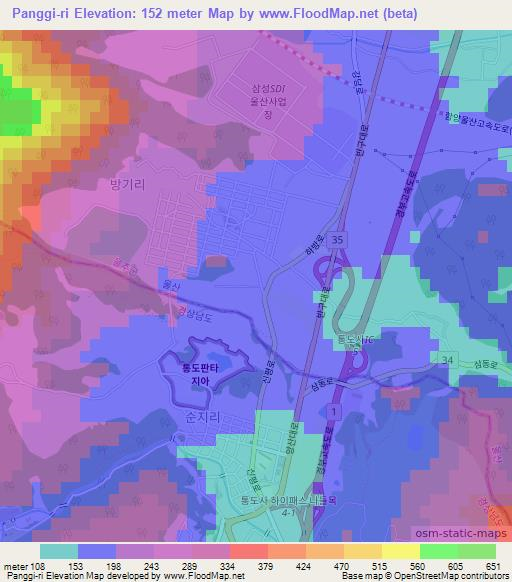 Panggi-ri,South Korea Elevation Map