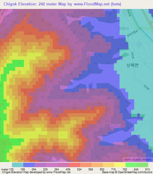 Chigok,South Korea Elevation Map
