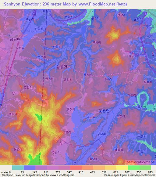 Sanhyon,South Korea Elevation Map