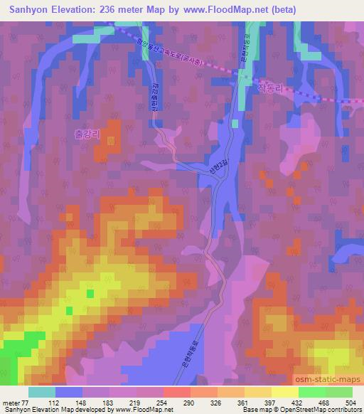 Sanhyon,South Korea Elevation Map
