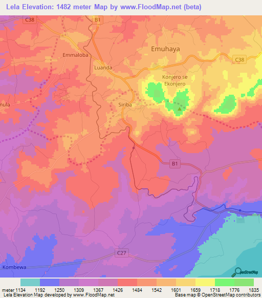Lela,Kenya Elevation Map
