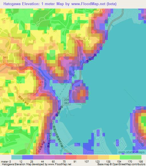 Hatogawa,Japan Elevation Map