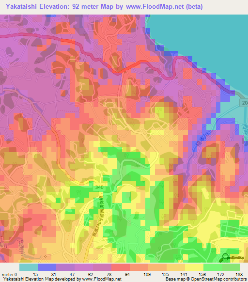 Yakataishi,Japan Elevation Map