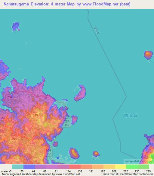 Nanatsugama,Japan Elevation Map