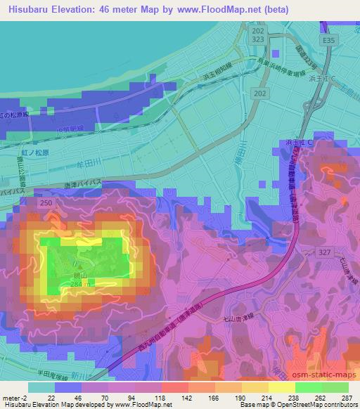 Hisubaru,Japan Elevation Map