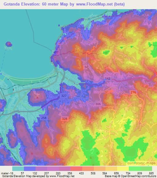 Gotanda,Japan Elevation Map