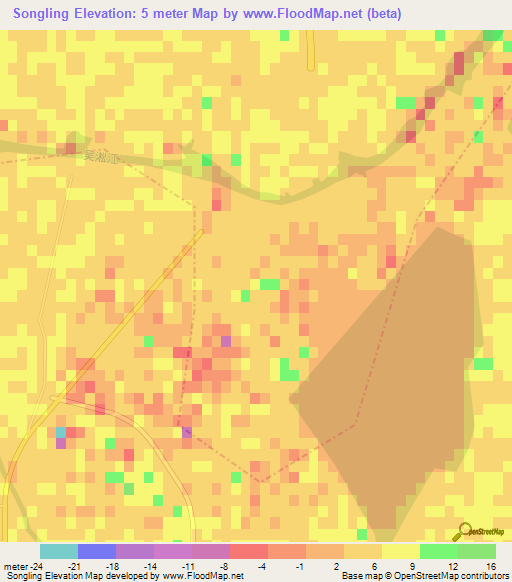 Songling,China Elevation Map
