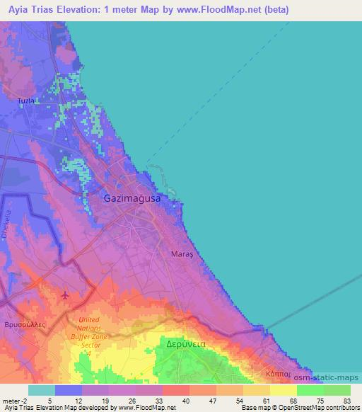Ayia Trias,Cyprus Elevation Map