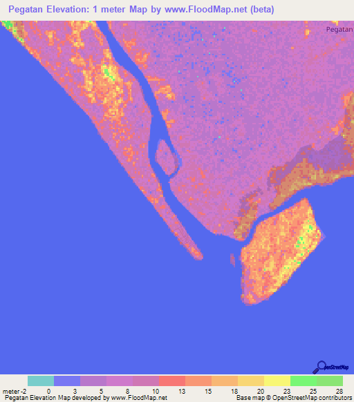 Pegatan,Indonesia Elevation Map