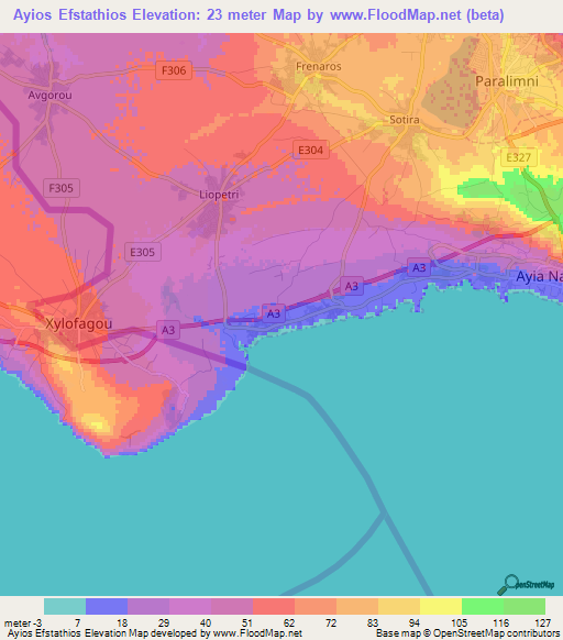 Ayios Efstathios,Cyprus Elevation Map