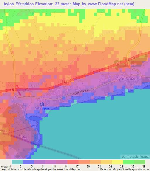 Ayios Efstathios,Cyprus Elevation Map