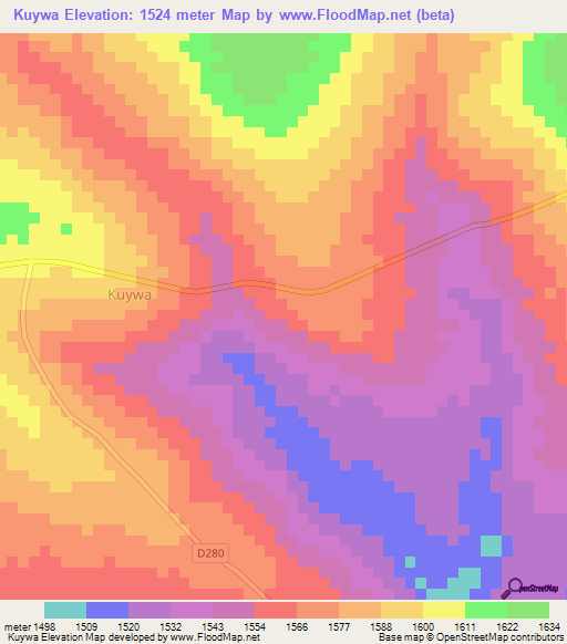 Kuywa,Kenya Elevation Map