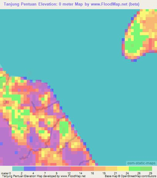Tanjung Pentuan,Indonesia Elevation Map
