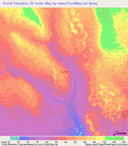 Kundi,Kenya Elevation Map