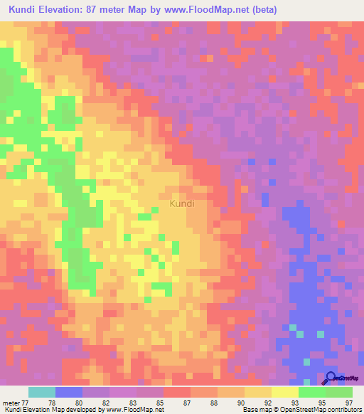 Kundi,Kenya Elevation Map