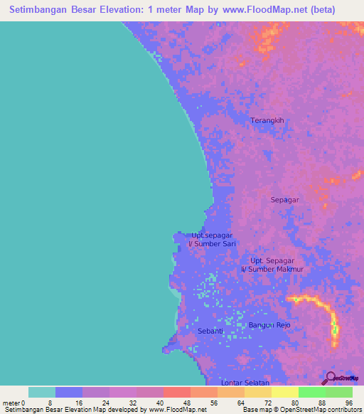 Setimbangan Besar,Indonesia Elevation Map