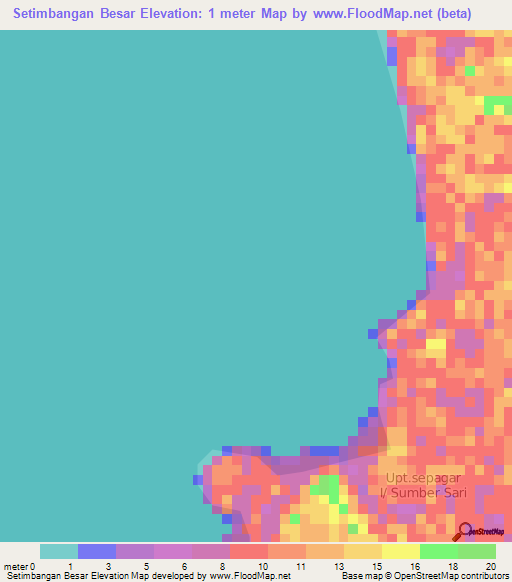 Setimbangan Besar,Indonesia Elevation Map