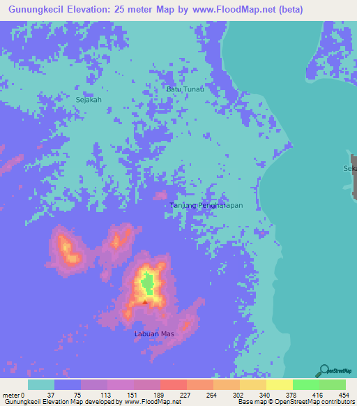 Gunungkecil,Indonesia Elevation Map