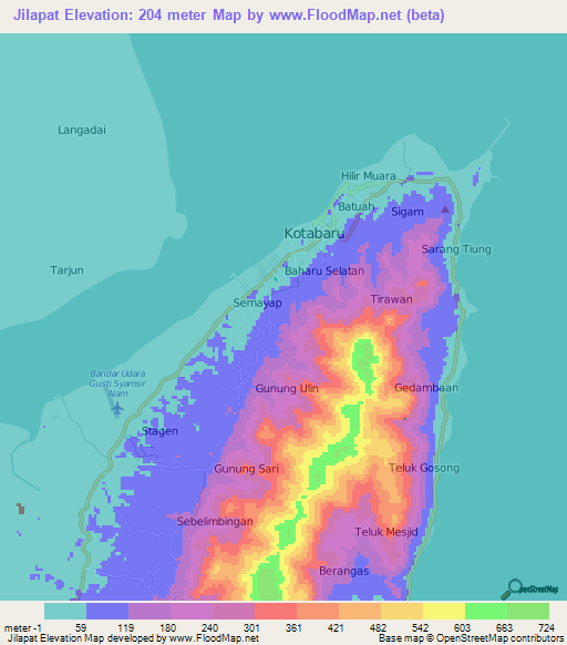 Jilapat,Indonesia Elevation Map