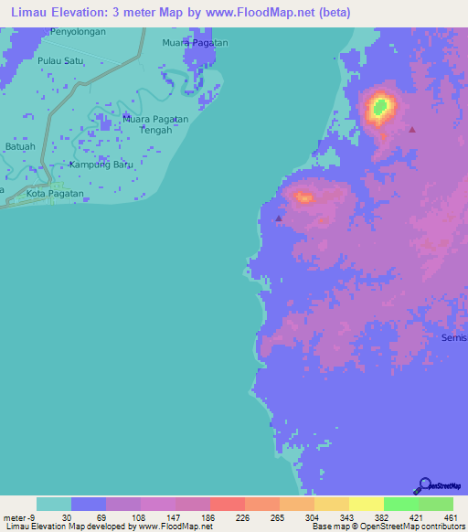 Limau,Indonesia Elevation Map