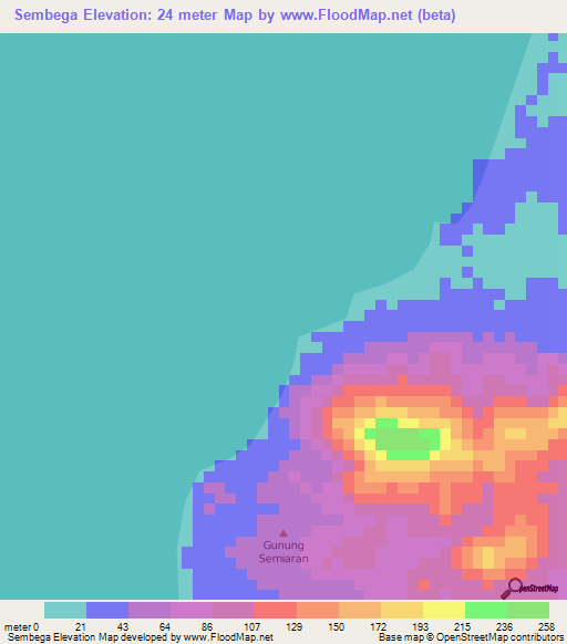 Sembega,Indonesia Elevation Map
