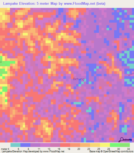 Lampake,Indonesia Elevation Map