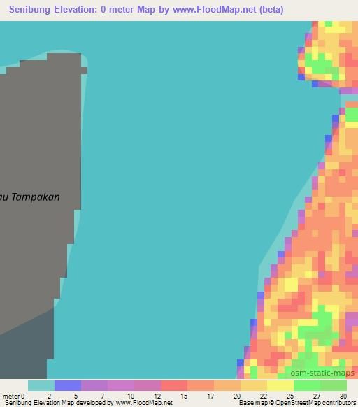 Senibung,Indonesia Elevation Map